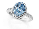 White gold Fancy Blue Oval Cut Diamond Scalloped Halo Engagement Ring with Round Shared Prong Band_13