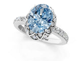 White gold Fancy Blue Oval Cut Diamond Scalloped Halo Engagement Ring with Round Shared Prong Band_19