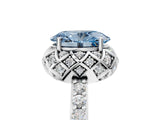 White gold Fancy Blue Oval Cut Diamond Scalloped Halo Engagement Ring with Round Shared Prong Band_23