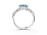 White gold Fancy Blue Oval Cut Diamond Scattered Round Accent Ring with Prong Setting_16