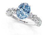 White gold Fancy Blue Oval Cut Diamond Side Stone Engagement Ring with Four-Prong Setting_31