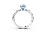 White gold Fancy Blue Oval Cut Diamond Side Stone Solitaire Ring with Round  and Four-Prong Setting_152