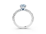 White gold Fancy Blue Oval Cut Diamond Side Stone Solitaire Ring with Round  and Four-Prong Setting_15