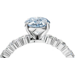 White gold Fancy Blue Oval Cut Diamond Side Stone Solitaire Ring with Round  and Four-Prong Setting_160