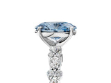 White gold Fancy Blue Oval Cut Diamond Side Stone Solitaire Ring with Round  and Four-Prong Setting_17