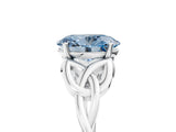 White gold Fancy Blue Oval Cut Diamond Solitaire Celtic Knot Ring with Four-Prong Setting_93