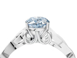 White gold Fancy Blue Oval Cut Diamond Solitaire Celtic Knot Ring with Four-Prong Setting_93