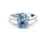 White gold Fancy Blue Oval Cut Diamond Solitaire Engagement Ring with Cathedral Setting and Four-Prong Mount_150