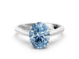 White gold Fancy Blue Oval Cut Diamond Solitaire Engagement Ring with Cathedral Setting and Four-Prong Mount_24