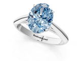 White gold Fancy Blue Oval Cut Diamond Solitaire Engagement Ring with Cathedral Setting and Four-Prong Mount_25