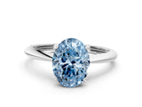 White gold Fancy Blue Oval Cut Diamond Solitaire Engagement Ring with Classic Band and Four-Prong Setting_12