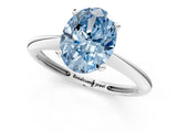 White gold Fancy Blue Oval Cut Diamond Solitaire Engagement Ring with Classic Band and Four-Prong Setting_13