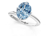 White gold Fancy Blue Oval Cut Diamond Solitaire Engagement Ring with Four-Prong Setting and Classic Band_57