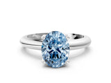 White gold Fancy Blue Oval Cut Diamond Solitaire Engagement Ring with Round Band and Four-Prong Setting_161