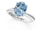 White gold Fancy Blue Oval Cut Diamond Solitaire Engagement Ring with Round Band and Four-Prong Setting_161