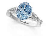 White gold Fancy Blue Oval Cut Diamond Solitaire Engagement Ring with Twisted Pavé Band and Four-Prong Setting_93
