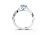 White gold Fancy Blue Oval Cut Diamond Solitaire Engagement Ring with Twisted Pavé Band and Four-Prong Setting_95