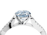 White gold Fancy Blue Oval Cut Diamond Solitaire Engagement Ring with Twisted Pavé Band and Four-Prong Setting_96