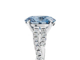 White gold Fancy Blue Oval Cut Diamond Solitaire Engagement Ring with Twisted Pavé Band and Four-Prong Setting_97