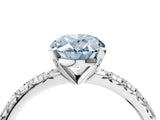 White gold Fancy Blue Oval Cut Diamond Solitaire Pavé Engagement Ring with Round Band and Prong Setting_90