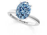 White gold Fancy Blue Oval Cut Diamond Solitaire Ring with Classic Band and Four-Prong Setting_1