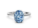 White gold Fancy Blue Oval Cut Diamond Solitaire Ring with Classic Band and Four-Prong Setting_6