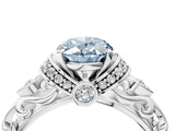 White gold Fancy Blue Oval Cut Diamond Solitaire Ring with Filigree Band and Four-Prong Setting_85