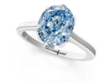 White gold Fancy Blue Oval Cut Diamond Solitaire Ring with Flower Prong Setting and Classic Band_105