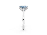White gold Fancy Blue Oval Cut Diamond Solitaire Ring with Flower Prong Setting and Classic Band_112
