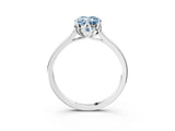 White gold Fancy Blue Oval Cut Diamond Solitaire Ring with Flower Prong Setting and Classic Band_113