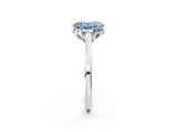 White gold Fancy Blue Oval Cut Diamond Solitaire Ring with Flower Prong Setting and Classic Band_31