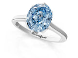 White gold Fancy Blue Oval Cut Diamond Solitaire Ring with Flower Prong Setting and Classic Band_62