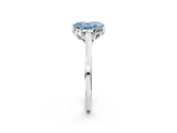White gold Fancy Blue Oval Cut Diamond Solitaire Ring with Flower Prong Setting and Classic Band_75