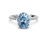 White gold Fancy Blue Oval Cut Diamond Solitaire Ring with Four-Prong Setting and Pavé Band_15