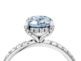 White gold Fancy Blue Oval Cut Diamond Solitaire Ring with Four-Prong Setting and Pavé Band_19