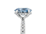 White gold Fancy Blue Oval Cut Diamond Solitaire Ring with Four-Prong Setting and Pavé Band_20