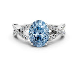 White gold Fancy Blue Oval Cut Diamond Solitaire Ring with Four-Prong Setting and Twisted Pavé Band_50