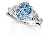 White gold Fancy Blue Oval Cut Diamond Solitaire Ring with Four-Prong Setting and Twisted Pavé Band_51
