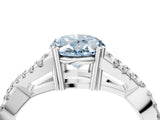White gold Fancy Blue Oval Cut Diamond Solitaire Ring with Four-Prong Setting and Twisted Pavé Band_58