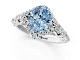 White gold Fancy Blue Oval Cut Diamond Solitaire Ring with Hidden Halo and Pavé Band_52