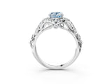 White gold Fancy Blue Oval Cut Diamond Solitaire Ring with Hidden Halo and Pavé Band_54