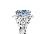 White gold Fancy Blue Oval Cut Diamond Solitaire Ring with Hidden Halo and Pavé Band_56