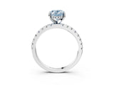 White gold Fancy Blue Oval Cut Diamond Solitaire Ring with Pavé Band and Four-Prong Setting_124