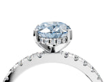 White gold Fancy Blue Oval Cut Diamond Solitaire Ring with Pavé Band and Four-Prong Setting_134