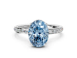 White gold Fancy Blue Oval Cut Diamond Solitaire Ring with Pavé Band and Hidden Halo_32