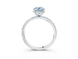 White gold Fancy Blue Oval Cut Diamond Solitaire Ring with Pavé Band and Hidden Halo_35