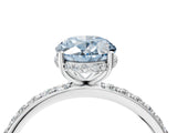 White gold Fancy Blue Oval Cut Diamond Solitaire Ring with Pavé Band and Hidden Halo_36