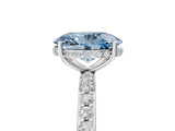 White gold Fancy Blue Oval Cut Diamond Solitaire Ring with Pavé Band and Hidden Halo_37