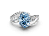 White gold Fancy Blue Oval Cut Diamond Solitaire Ring with Prong Setting and Twisted Pavé Band_24