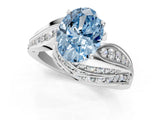 White gold Fancy Blue Oval Cut Diamond Solitaire Ring with Prong Setting and Twisted Pavé Band_25